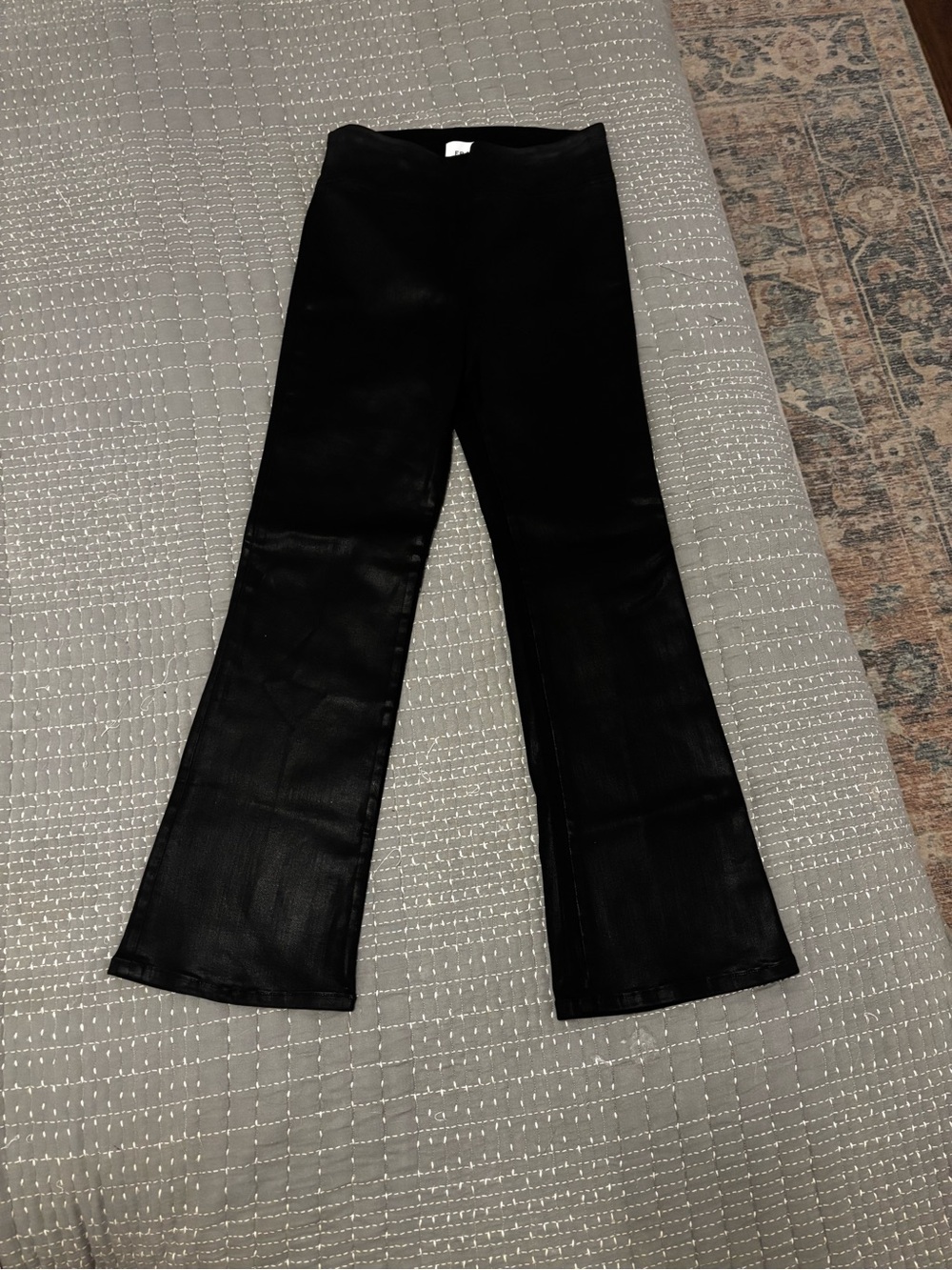 Frame Denim Black Faux Leather Flare Jeans